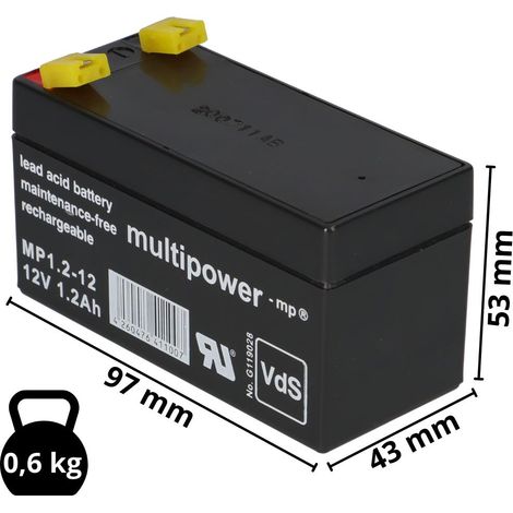 PB Akku 2x Multipower MP1,2-12 - 12V 1,2Ah (1/5)