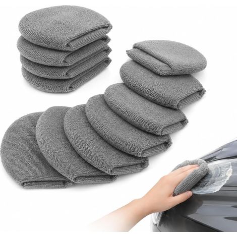 Lot de 10 Tampons Applicateurs De Cire pour Voiture Tampons De Polissage Éponge De Cire pour Finition De Carrosserie Faciles À Utiliser pour Entretien Auto (1/5)