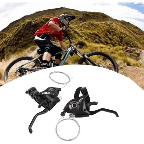1 Paire de Levier Frein VTT 24 Vitesses en Alliage Alu avec Commande de Vitesse Intégrée - Noir (1/5)