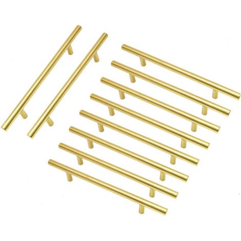 10er-Pack goldene Schrankgriffe,128 mm Lochabstand,Schubladengriffe aus Edelstahl für Schlafzimmer- und Küchenschränke,Länge 200 mm (1/5)