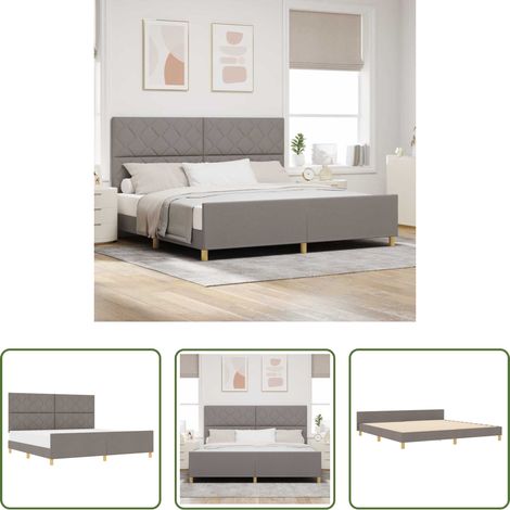 Stoffbett - Bettgestell mit Kopfteil Taupe 200 x 200 cm Stoff (1/5)