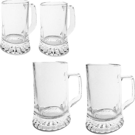 Boccale di birra bicchiere in vetro per tavola pub ristoranti 2 pezzi particolari ed eleganti ottima idea regalo - decoro: Boccale di birra 28cl (1/4)