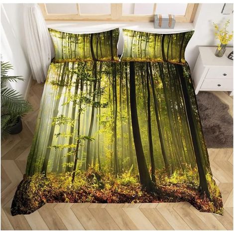 Arbre Housse de Couette Feuille Branche Parure de Lit 240x260cm Naturel Soleil Paysage Ensembles de Housse de Couette Enfants - Y46 (1/4)