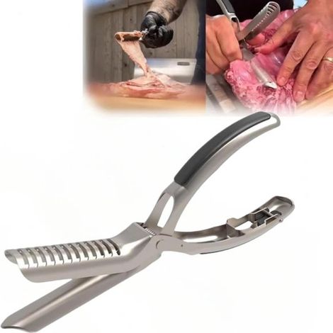 Quitaespellejitos de acero inoxidable, Herramienta para preparar pieles estriadas, Mango ergonómico, Elimina fácilmente piel estriada, Plateado (1/5)