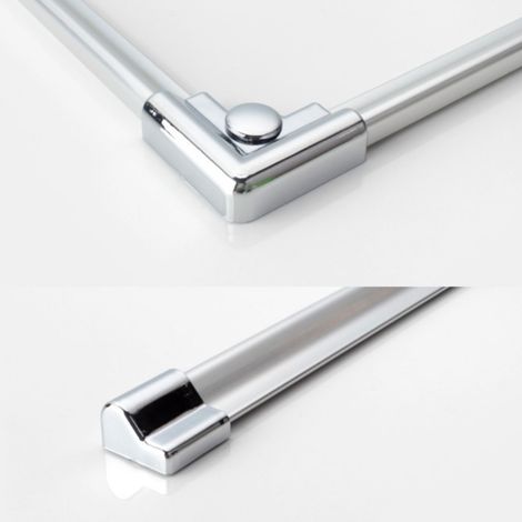 WITEN&NOCK Aluminium Schwallleiste Schwallprofil Duschdichtung Schwallschutzleisten Set Endstücke und Eckverbinder Dusche Duschwanne Duschkabine gerade Wasserabweiser Länge 120 cm chrom