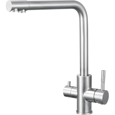 Robinet, robinet avec filtre à eau chaude et froide, poignée en acier inoxydable, rotation à 360°. (1/5)