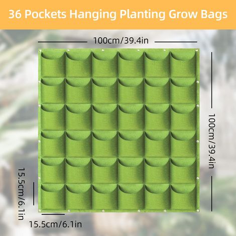 Sac suspendu pour plantes, 36 compartiments — Jardinière murale suspendue/verticale, sac de rangement mural, bac à fleurs. Convient pour la végétation verticale (intérieur et extérieur), sac de rangem (1/5)