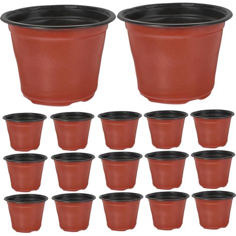 Blumentöpfe – 20 Stück – PP-Kunststoff – mit Abflusslöchern – für Garten und Innenbereich – Braun (1/5)