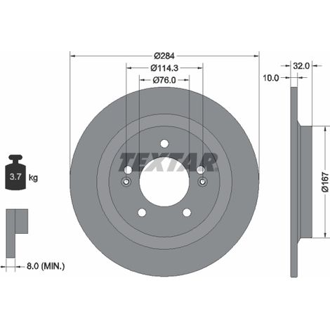 Lot de 2 Disques de frein Textar 92333303 HYUNDAI 58411L1000 58411L4000