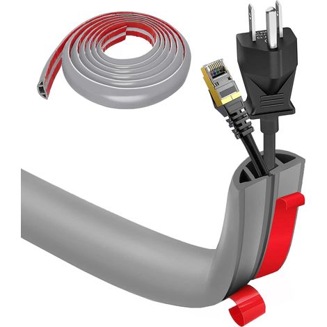Goulotte autocollante - Pont de câble - 3 cm x 5 m - En PVC flexible - Plat - Protection de câble - Pour tous les câbles d'alimentation de la maison, des bureaux, des hôtels, des entrepôts, etc (1/5)