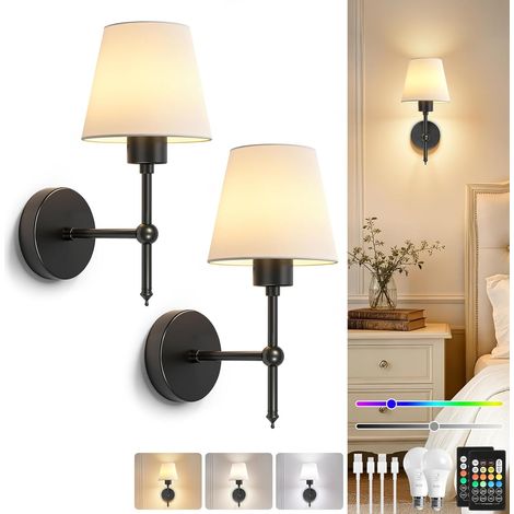 1 Applique Murale, LED Rechargeable, Dimmable, 3 Températures, 12 RVB, Télécommande, Salon Chambre (1/5)