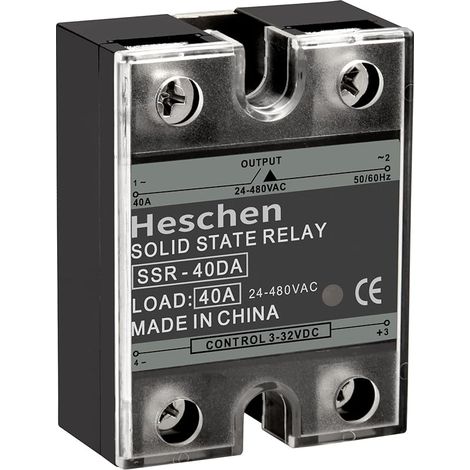 Relais statique monophasé DC/AC, SSR-40DA, entrée 4-32VDC, sortie 24-480VAC, 40A 50-60Hz (1/5)