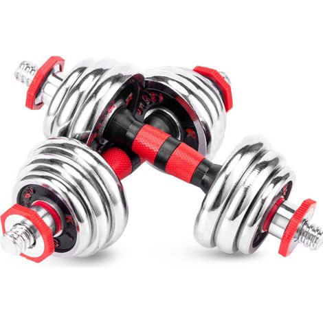 TRADE SHOP - Set Manubri Pesi Regolabili Componibili Palestra Dumbbell In Acciaio 15 Kg Tot - (1/2)