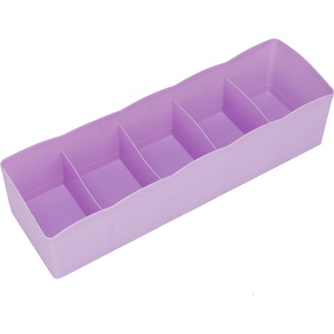 Organisateur de tiroir en plastique pour soutien-gorge, sous-vêtements et chaussettes, panier cubique à 5 compartiments (violet) (1/5)