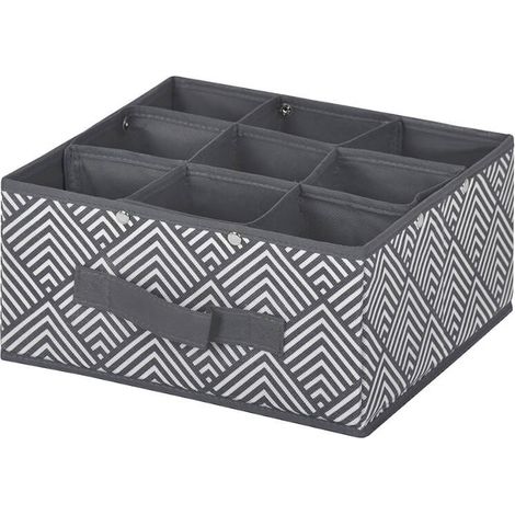 Organiseur de tiroir - Hauteur : 130 mm - 9 compartiments - Blanc/Graphite - Tissu nuage (1/2)