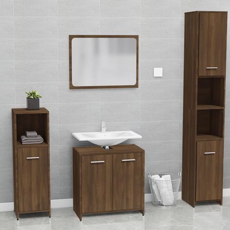 Meubles de salle de bain,Meuble de Rangement,Armoire Toilette Chêne marron Bois d'ingénierie -81146 (1/5)