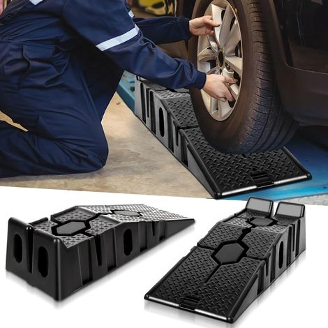 Jiubiaz Rampa di carico 2 pezzi in plastica Heavy Duty per 3 tonnellate auto piattaforma di accesso (1/5)