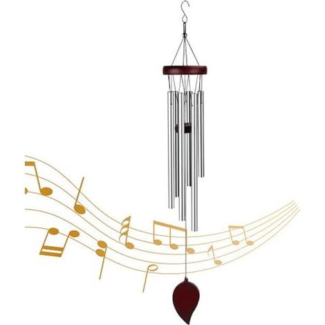 70 cm Windspiele für Draußen Hängend, Windspiele für Draußen, Alu-Röhren Windspiel, Chimes Metall Wind,Windspiel Metall, Hof, Terrasse und Heimdekoration, Rot,Butyeak (1/4)