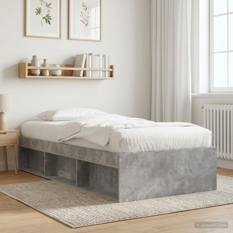 vidaXL Cadre de lit avec rangement avec étagère Gris béton 80 x 200 cm (1/5)