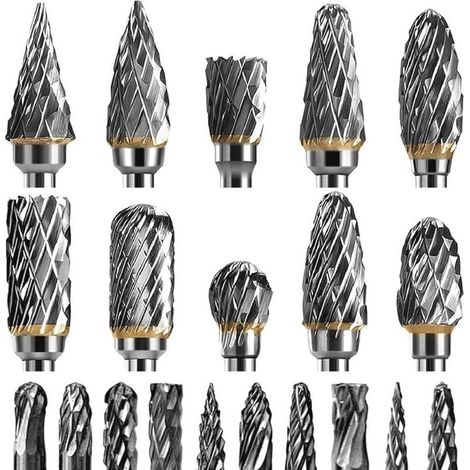 20-piece carbide cutter set, tungsten steel rotary cutter set, 1/8" size, for woodworking and polishing (1/4)