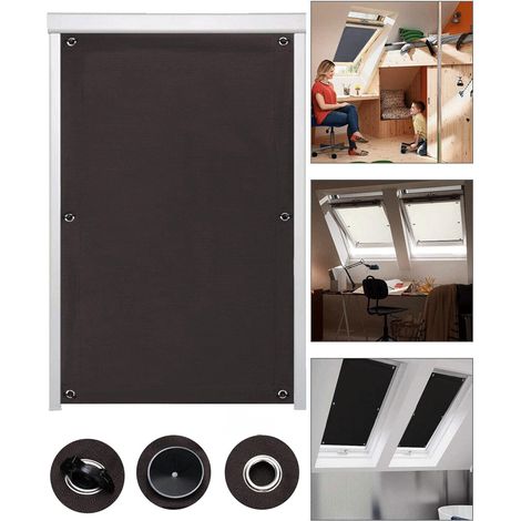 Esta persiana enrollable opaca mide 60 x 73 cm e incluye 7 ventosas. Ofrece aislamiento térmico, bloquea la luz y es de color marrón. (1/5)