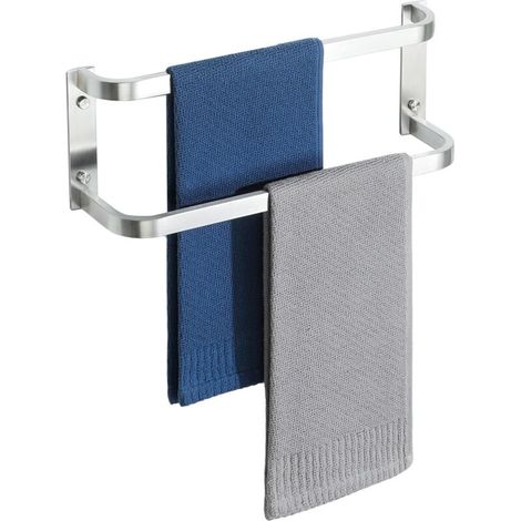 Porte-Serviettes Mural à 2 Niveaux, Barre Porte Serviette, Longueur 40 CM, en Acier Inoxydable SUS304 pour Cuisine et Salle de Bain, Finition Brossé (1/5)