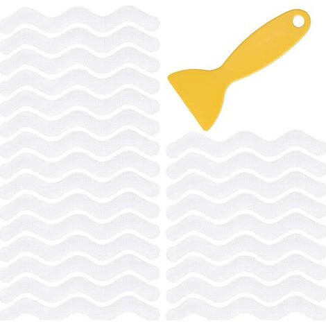 Tapis antidérapant - Lot de 24 - Tapis de bain - Bande adhésive - Matière PEVA - Tapis de douche antidérapant - Transparent - 1,3 x 18 cm