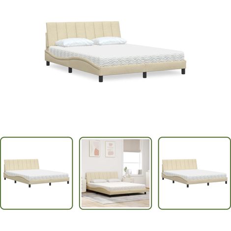 vidaXL Matratze für Schlafzimmer - Bett mit Matratze "Hanko" Creme 160x200 cm Stoff (1/5)