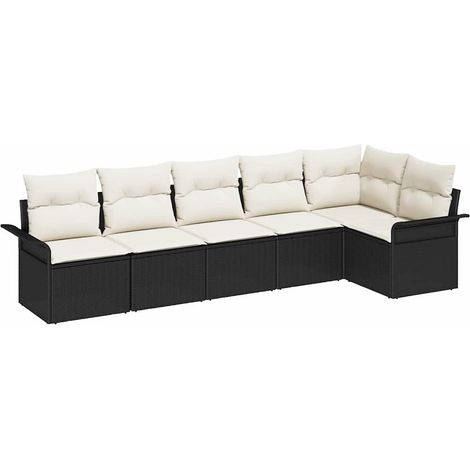 Maison Exclusive - Garten-Sofa-Set mit Kissen 6 pcs Schwarz Poly