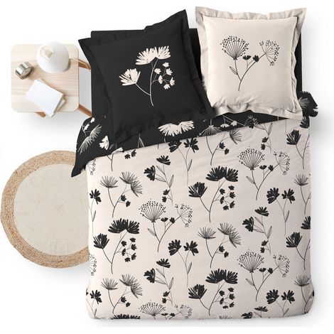 Housse de couette 240 x 220 cm + 2 taies – Percale de coton 78 fils – Iris – Ultra douce –