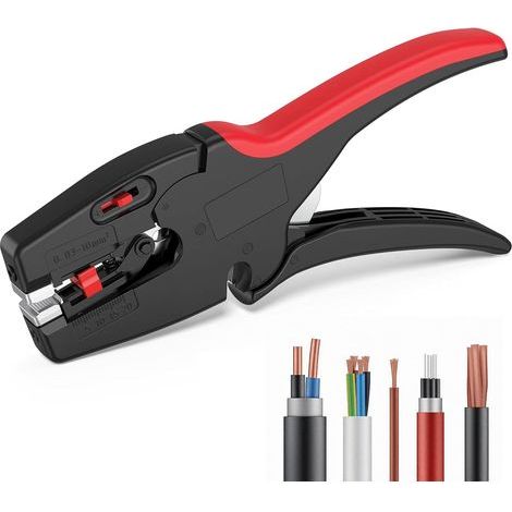 Pince à dénuder automatique 2-en-1 – Capacité de dénudage : 0,3 – 10 mm² – Coupe-fil avec butée réglable – Pour dénuder, couper et sertir (1/5)