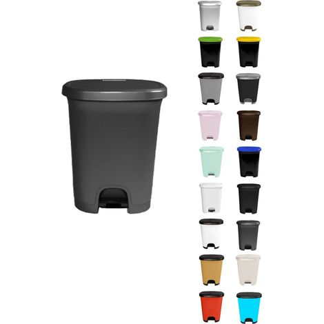 JARDIN202 - Cubo basura plástico moderno Apertura con pedal Cubo reciclar 50 L (Marrón - Marrón) (1/5)