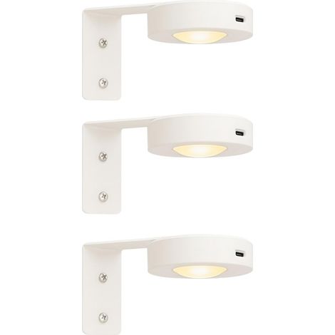 3 lampes de placard LED - Spots avec télécommandés dimmable 3 couleurs RGB rechargeable sans fil minuterie blanc pour cabinet de collection placard cuisine salon (1/5)
