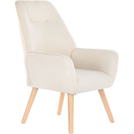 Butaca Poliester Madera 65X75X96 Crema