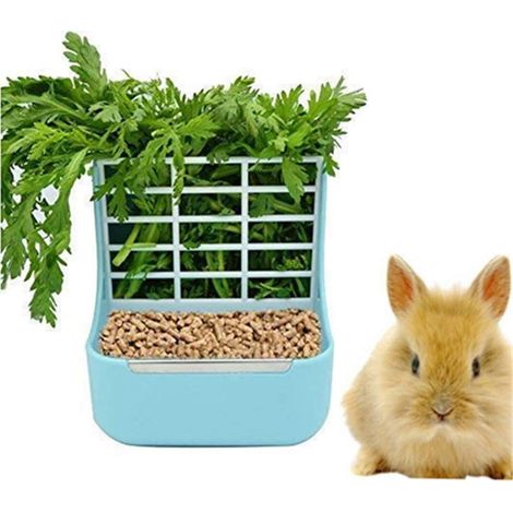 Mangiatoia per animali domestici 2 in 1, dispenser per ciotola porta fieno, contenitore per la conservazione, adatto per porcellini d'India, conigli, porcellini d'India da interno, conigli e cincillà. (1/3)