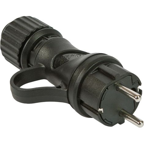 creative cables - Spina Schuko nera con anello 16A 250V IP44 per Sistema EIVA - Nero