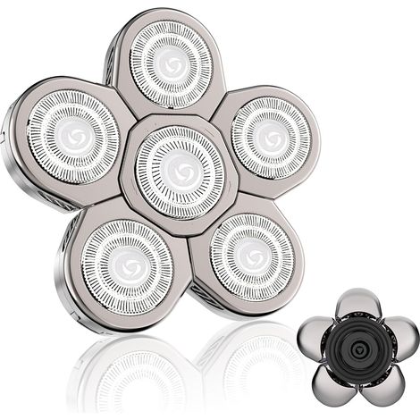 Tête de rasoir électrique de remplacement 6D: 6 lames Argent Lames de rasoir électrique pour hommes chauves Lame de tondeuse de précision Compatible avec la plupart des rasoirs pour crânes chauves (1/5)