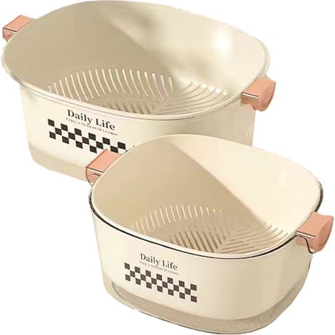 2 paniers à linge doubles ustensiles de cuisine bol fruits. (1/5)