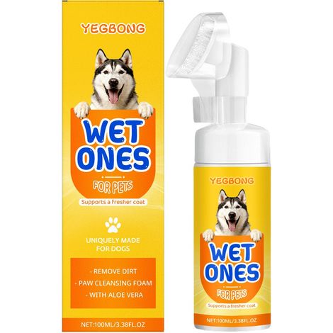 Mousse nettoyante pour pattes de chien - Douce, sans rinçage, convient à toutes les races - 100 ml (1/5)