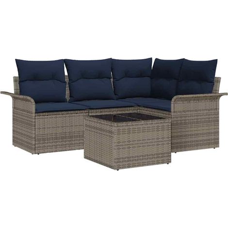 Maison Exclusive - Gartensofa-set mit Speicher 5 pcs Grau Poly-Ra