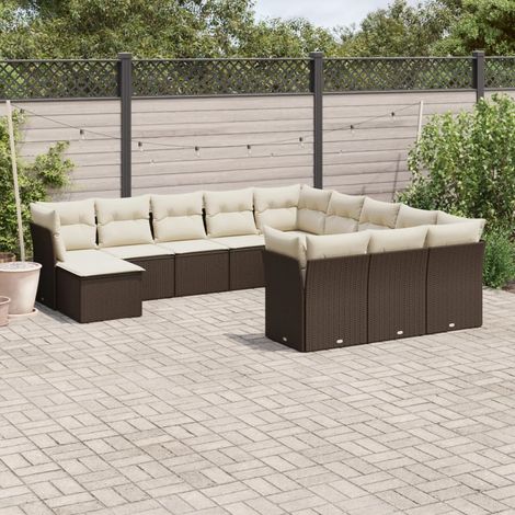 VidaXL - Salon de jardin 6 places - résine tressée noire - avec coussins - terrasse (1/3)