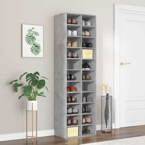 Shoe Cabinet Concrete Grey 54x34x183 cm Engineered Wood vidaXL