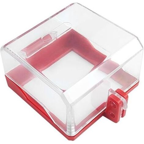 Couvercle de Bouton D'arrêt D'urgence, Protecteur D'interrupteur Verrouillable avec Vis et Autocollant, Protecteur D'interrupteur à Bouton-Poussoir Transparent pour Interrupteurs (Rouge) (1/5)
