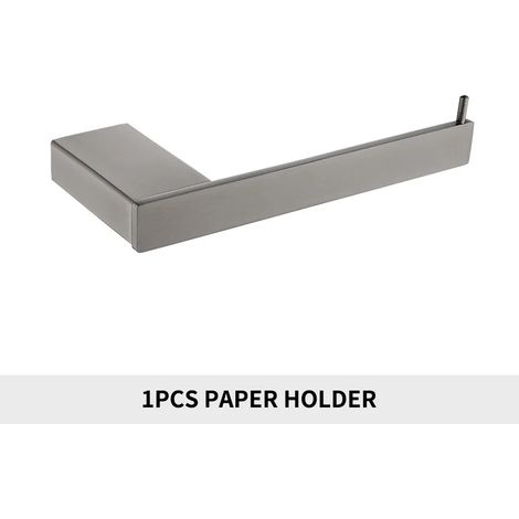 Porte-papier toilette gris SQ avec support mural pour téléphone et rouleau de papier toilette intégré. Accessoires de salle de bain en acier inoxydable brossé doré. (1/5)