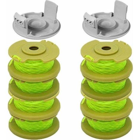 Ulisem10 Paquets Bobine de Rechange pour Coupe-bordure pouce pour Ryobi , Compatible Avec Ryobi One + AC14RL3A, Coupe-fil Sans Fil , 8 Bobines + 2 Capuchons de Coupe,( Jaune) (1/4)