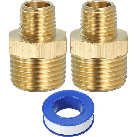 Lot de 2 Raccord de Tuyau Hexagonal 1/2" Npt X 1/4" Npt (1/5)