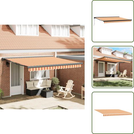 Auvent rétractable jaune et blanc 4,5x3 m tissu et aluminium - Auvent Retractable - Parasol - Abri Solaire - Protection Solaire - Jardin (1/5)