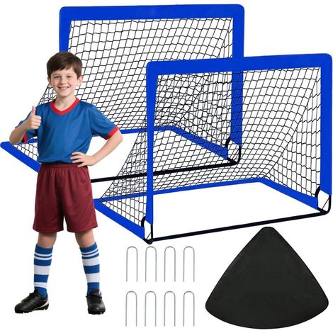 But De Football Enfant Pliable - 120 x 90 x 90 cm - Pour Intérieur Extérieur Jardin - Tissu Oxford Et Filet Polyester - 2 Pièces