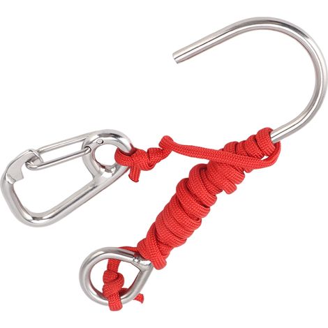 Accroche de plongée simple en acier inoxydable rouge avec dragonne et boucle à dégagement rapide, crochet de récif pour plongée sous-marine (1/5)