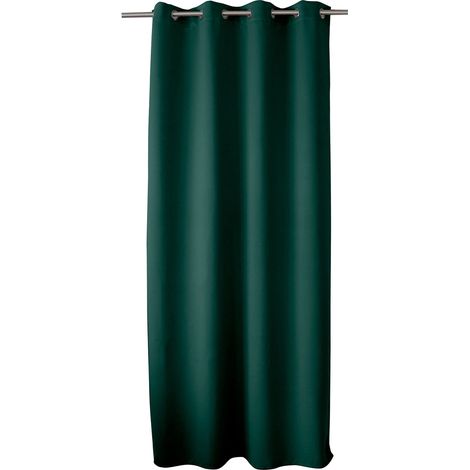 Homemaison – Rideau occultant 140 x 240 cm – 100% polyester 210 g/m² – 8 oeillets métal chromé – Coloris vert foncé, occultation 95% (1/4)